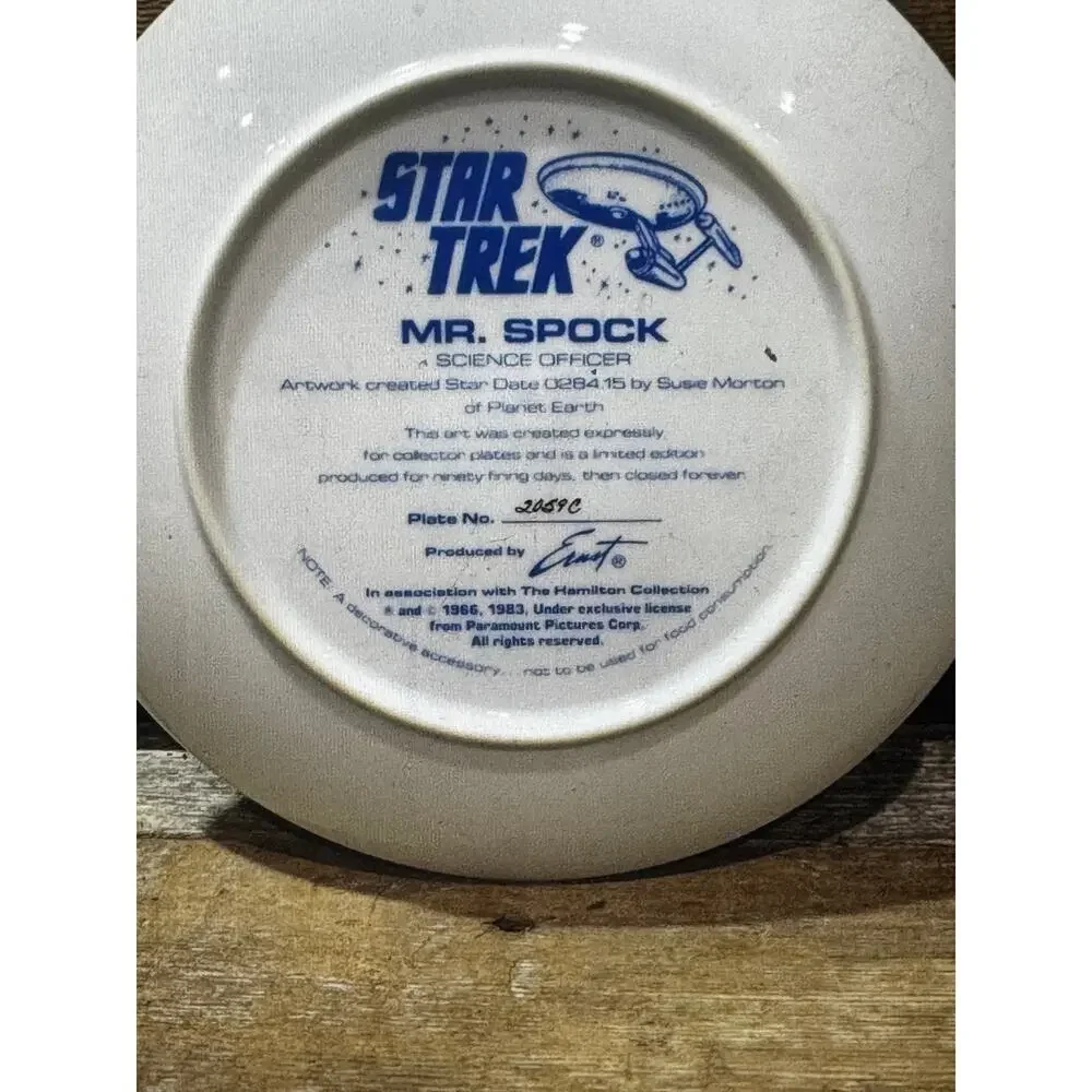 Vintage Star Trek Mr Spock Hamilton Collection Plate No. 2059C